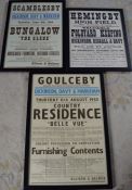 3 framed auction posters relating to Scamblesby, Hemingby & Goulceby 95cm by 63cm