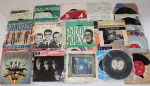 Approximately 46 X 45 rpm singles records of 1960's including Beatles - Magical Mystery Tour, All My