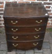 Georgian style bow fronted chest of drawers on bracket feet Ht77cm W62cm D43cm