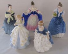 5 Royal Doulton figurines - Adrienne HN 2304, Alison HN 2336, Sara HN 3308, Laura HN 2960 and