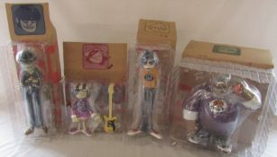 4 boxed Kidrobot Gorillaz vinyl figures / dolls, red edition, still in original packaging, unused,