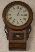 19th century American drop dial wall clock with striking mechanism