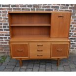 Retro William Lawrence of Nottingham teak highboard sideboard with bookcase over L 145 cm H 140 cm D
