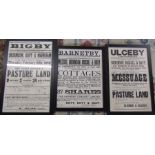 3 early 20th century sale posters relating to Barnetby, Ulceby and Bigby (largest 75 cm x 48.5 cm)