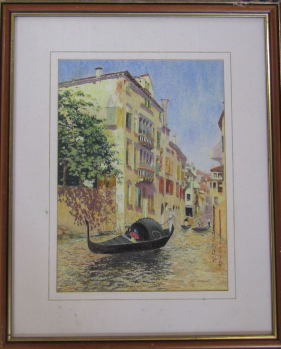 Framed pastel drawing 'A day out in Venice' by Ron Ramgopal 45 cm x 54.5 cm (size including frame) - Image 2 of 2