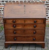 Georgian mahogany bureau on bracket feet Ht 108cm L 101cm D 54cm