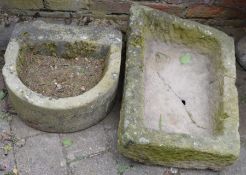 2 small stone troughs (one cracked)