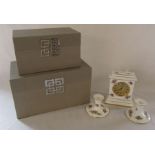 2 faux leather storage boxes L 35 cm H 20 cm & L 27 cm H 15.5 cm and a Coalport 'Ming Rose' bone