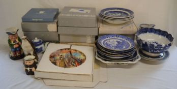 Royal Doulton osprey, number of collectors plates in boxes, blue & white ceramics etc