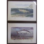 Fishing interest - pair of limited edition pencil signed prints by Jardine 'Missed opportunities -
