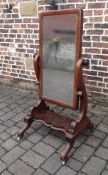 Victorian mahogany cheval mirror H 134 cm