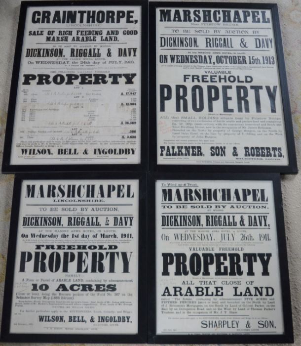 4 framed auction posters from the fist quarter of the 20th century relating to Marshchapel &