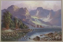 Framed and glazed acrylic landscape of a mountainous scene signed J A Jameson 60 cm x 47 cm (size