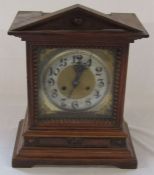 Early 20th century German DRGM mantel clock with brass dial H 39 cm