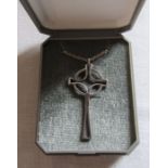 Silver Celtic cross and chain Edinburgh 1977 H 5 cm, weight 6.1 g