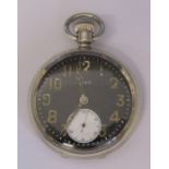 Silver Rolex pocket watch with black dial Birmingham 1919 D 5 cm, Dennison case (working condition -