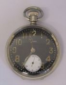 Silver Rolex pocket watch with black dial Birmingham 1919 D 5 cm, Dennison case (working condition -