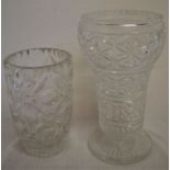 2 large crystal glass vases tallest 34cm