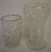 2 large crystal glass vases tallest 34cm