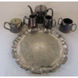 Silver plated tray and tea set