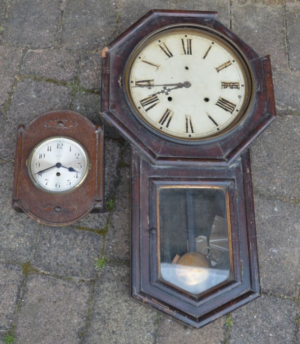 19th American wall clock & an early 20th century wall clock (for parts/restoration)