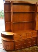 Nathan retro teak cabinet with 4 draws & shelves over Ht194cm L102cm D46cm & a corner unit