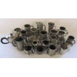 Collection of Tudric pewter tankards etc