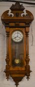 Small Vienna regulator wall clock with spring driven mechanism Ht 102cm W 39cm