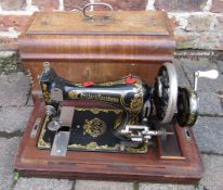 Frister & Rossmann sewing machine and contents c.1877 (with key)