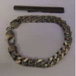 Silver curb chain bracelet marked 925 L 19 cm weight 0.97 ozt and a silver tie pin marked 925 with