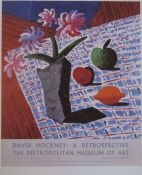 David Hockney (b.1937) - framed poster print 'A Retrospective The Metro Museum of Art 1988' 43 cm