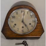 Art Deco mantel clock in an oak case with a Westminster chime maker Gufa West Germany