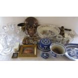 2 boxes of assorted ceramics and glassware etc inc decanters, vases, Wedgwood and Masons
