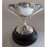 Silver cup 'Plas Einon Angling Club presented by Commander A C Roberts OBE for fly fishing',