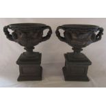 Pair of bronze Warwick vases H41 cm L 26 cm (length including handles 36 cm)