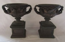 Pair of bronze Warwick vases H41 cm L 26 cm (length including handles 36 cm)