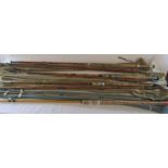 Fishing interest - collection of vintage fishing rods including fibre glass float rod, fibre glass