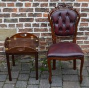 Reproductions button back chair & a butlers tray