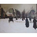 Large canvas print 'The Boulevard de Clichy under snow' by N Goeneutte 100 cm x 79.5 cm