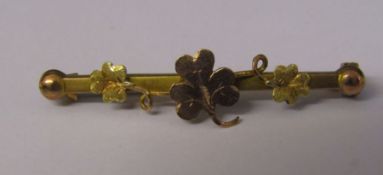 Victorian 9ct gold leaf brooch L 3.5 cm Birmingham 1892 weight 1.22 g