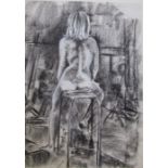 Jean Roberts - framed charcoal drawing of a nude, signed, 61.5 cm x 79 cm (size including frame)