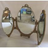 Gilt framed triptych dressing table mirror H 56 cm