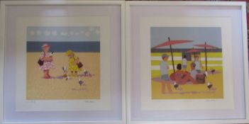 Sasha Harding (b.1973) - pair of Cornish school limited edition seaside theme prints 'Bess bad day