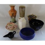 Katie Brinsley ceramic milk carton, Arabia Finland jug, Royal Stanley Ware bowl, commemorative bowl,