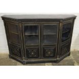 Victorian ebonized display cabinet L160cm D 44cm Ht 104cm