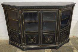 Victorian ebonized display cabinet L160cm D 44cm Ht 104cm