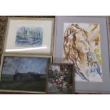 Collection of original art works inc watercolours and pastel drawings