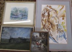 Collection of original art works inc watercolours and pastel drawings