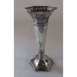 Silver specimen vase with pierced detail, weighted base, Birmingham 1911 H 15 cm