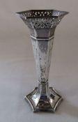 Silver specimen vase with pierced detail, weighted base, Birmingham 1911 H 15 cm